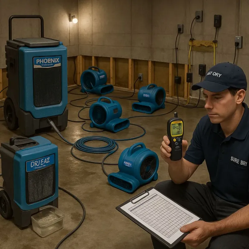 Structural Drying and Dehumidification process in Saint Martins, MO